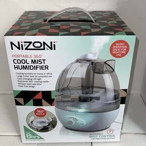 Nizoni Portable 360 Cool Mist Humidifier - 2L Tank, Color-Changing LED, New